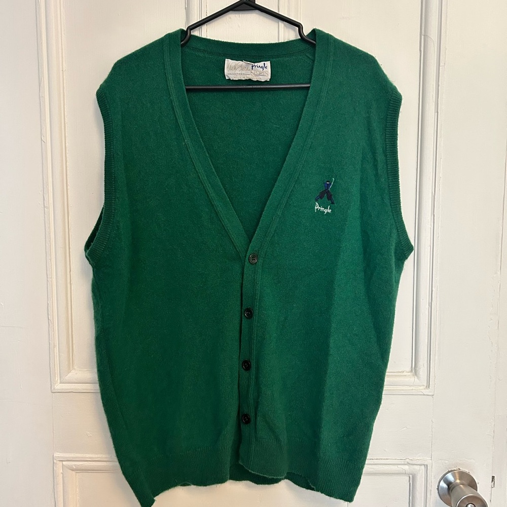 Vintage Green Cashmere Button-Up Vest